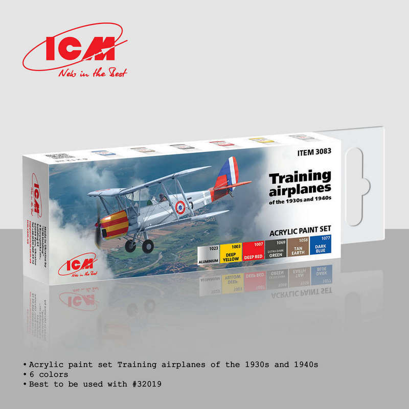 ICM UA 3083 - Training Airplanes of the 1930s & 1940s Acrylic Paint Set