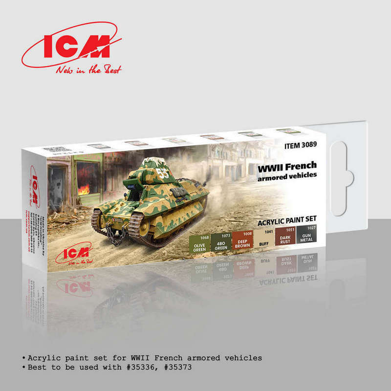 ICM UA 3089 - WWII French Armoured Vehicles Acrylic Paint Set