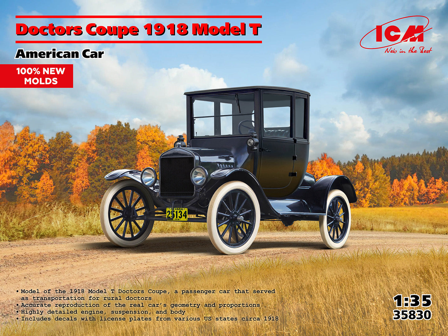 ICM UK 35830 1:35 Doctor's Coupe 1917 Model T American Car.