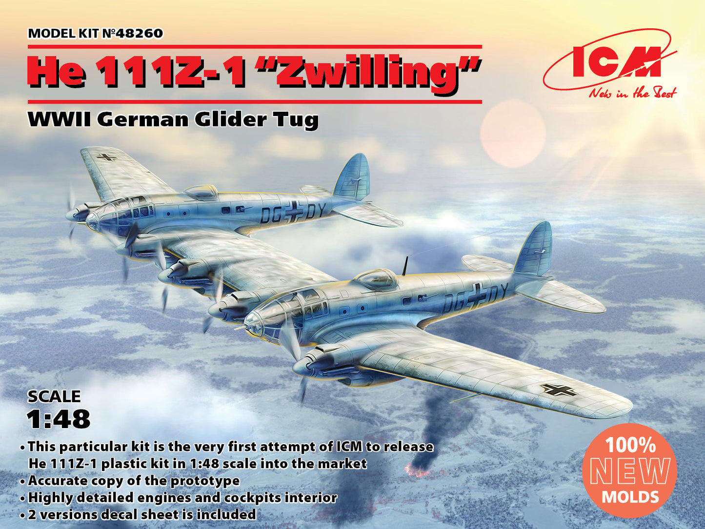 ICM 48260 1:48 Heinkel He-111Z-1 “Zwilling†WWII German Glider Tug