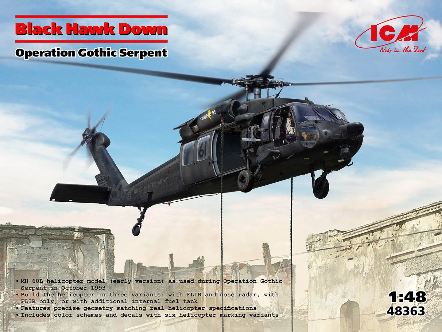 ICM 48363 1:48 Sikorsky UH-60 Black Hawk down Operation Gothic Serpent