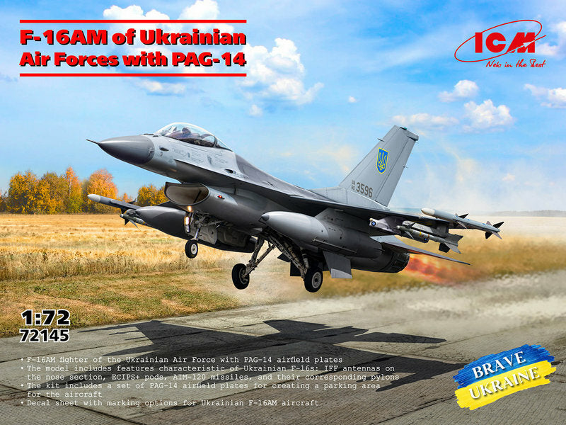 ICM UK 72145 1:72 General-Dynamics F-16AM with PAG-14 Ukraine Air Force
