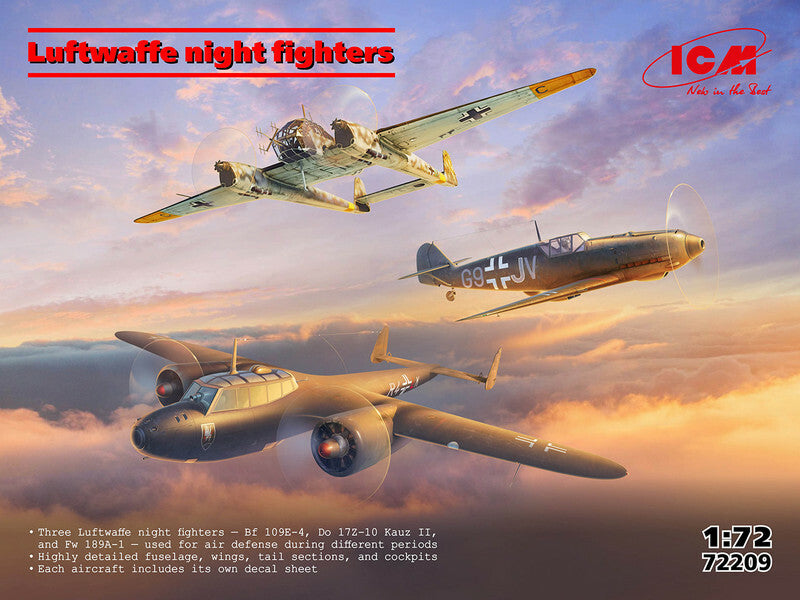 ICM 72209 1:72 Luftwaffe night fighters Messerschmitt Bf-109E-4 / Dornier Do-17Z-10 / Focke-Wulf Fw-1891A-1