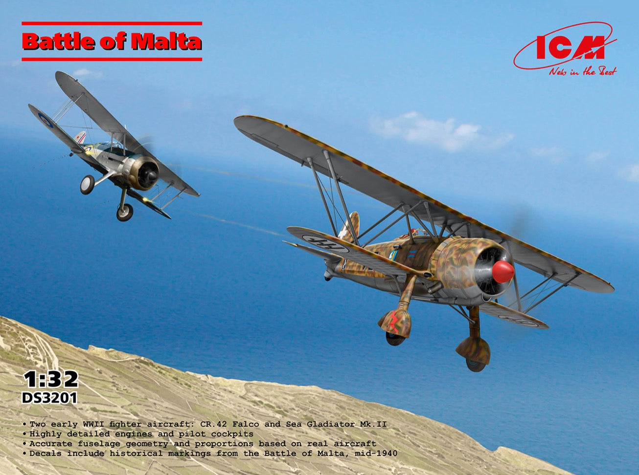 ICM UK DS3201 1:32 The Battle of Malta (Gloster Sea Gladiator Mk.II / Fiat CR.42 Falco)
