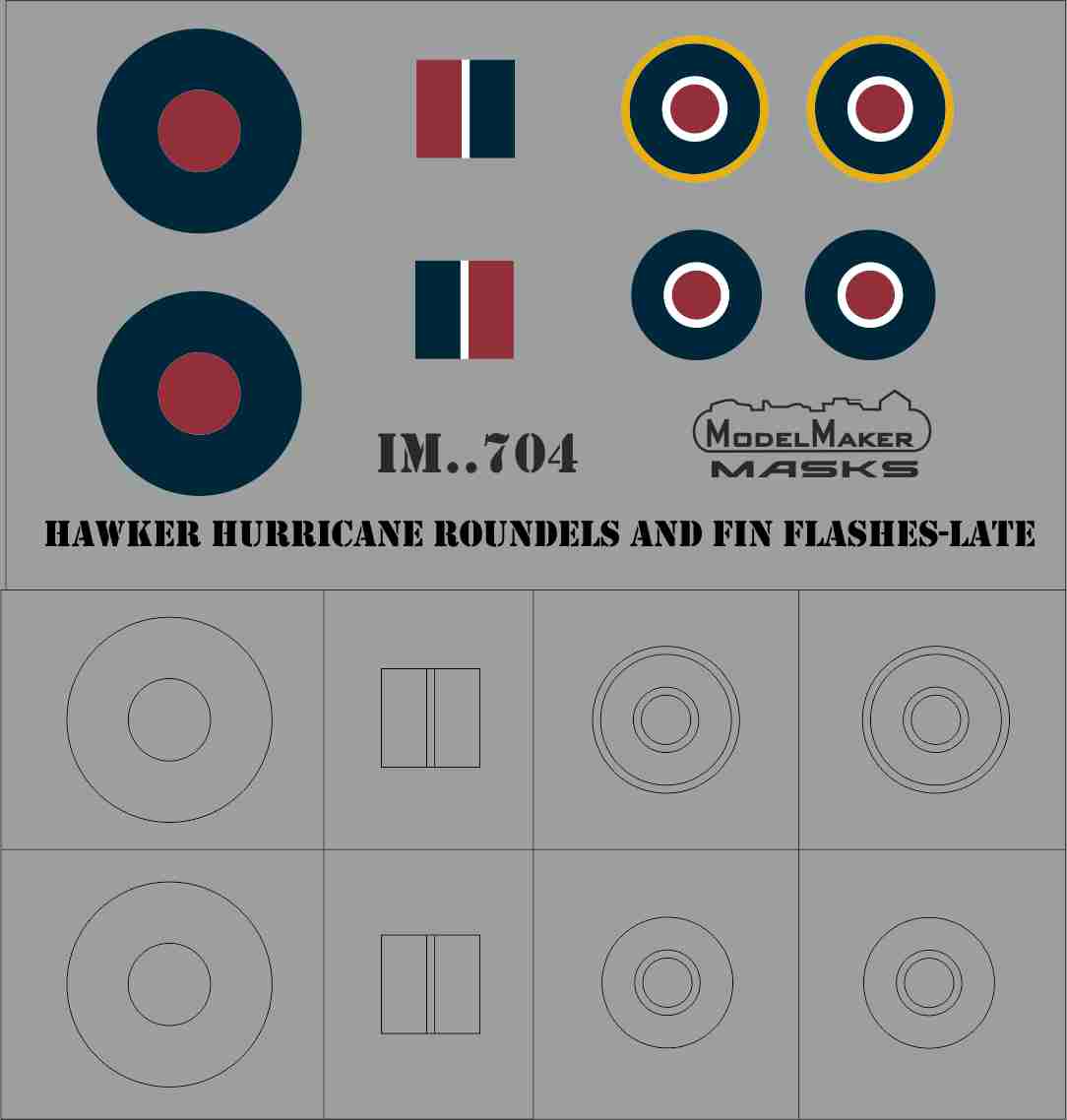 Model Maker Decals IM48704 1:48 Hawker Hurricane roundels and fin flashes – LATE