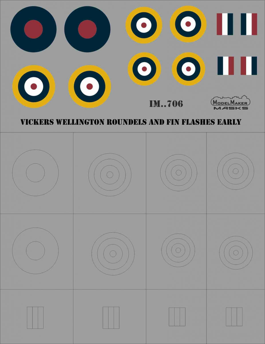 Model Maker Decals IM48706 1:48 VICKERS WELLINGTON ROUNDELS AND FIN FLASHES EARLY