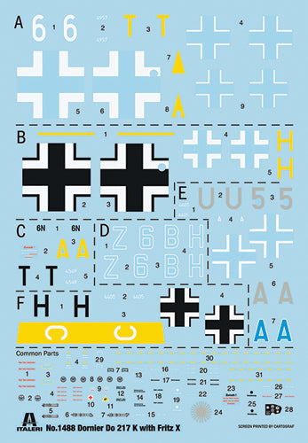 Italeri 1488 1:72 Dornier Do 217 K-1/K-2 with Fritz X Guided Bombs