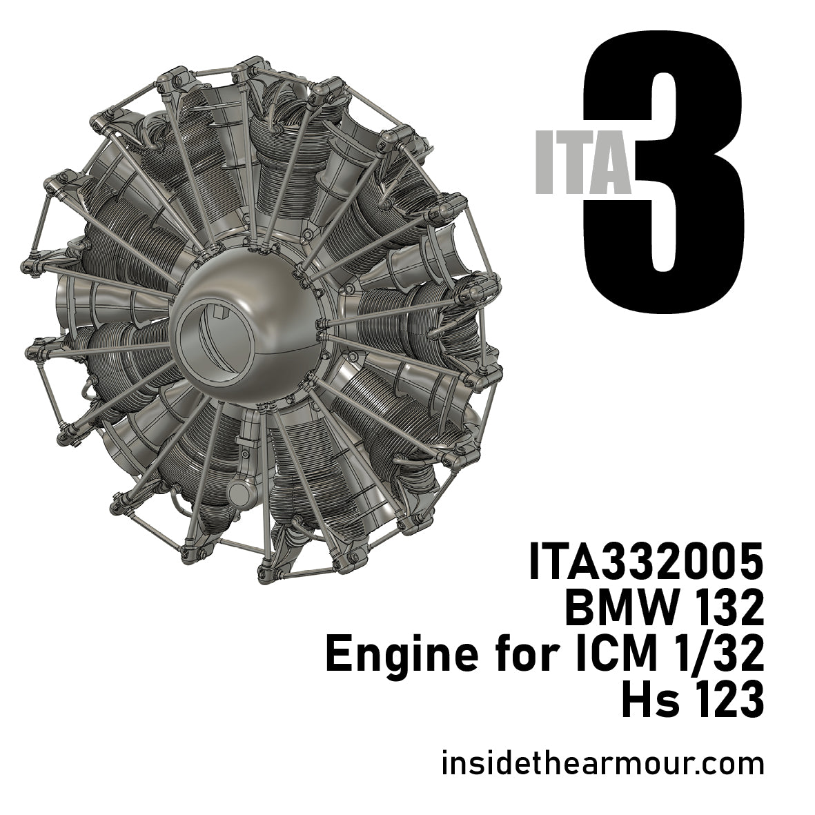Inside the Armour ITA332005 1:32 BMW 132 engine for ICM Henschel Hs-132A-1