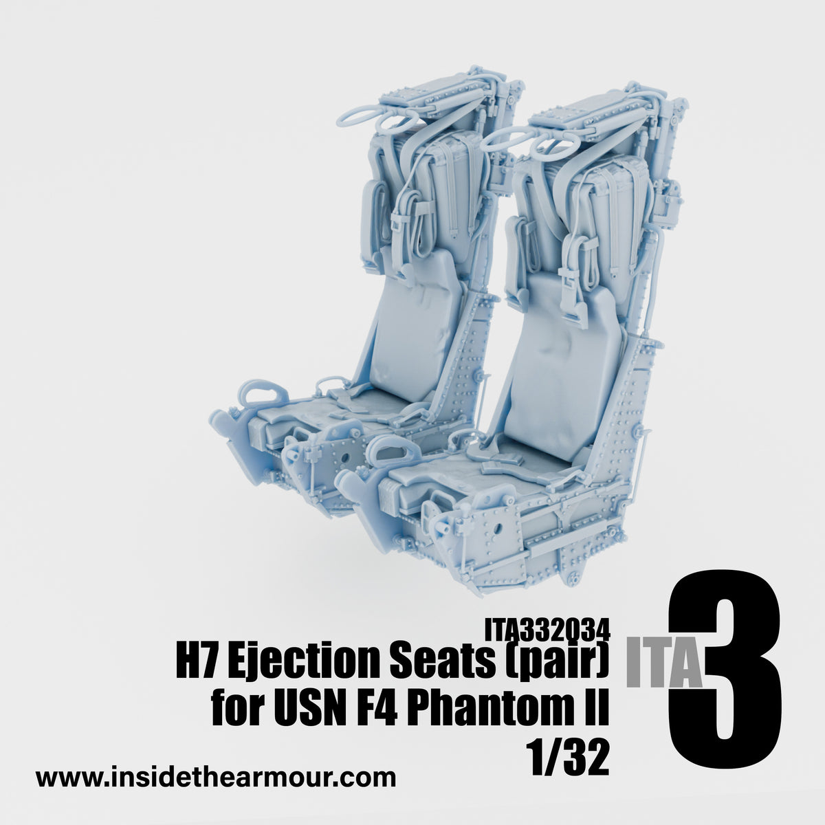 Inside the Armour ITA332034 1:32 H7 Seats for USN Phantoms paired seats (2 seats per set)