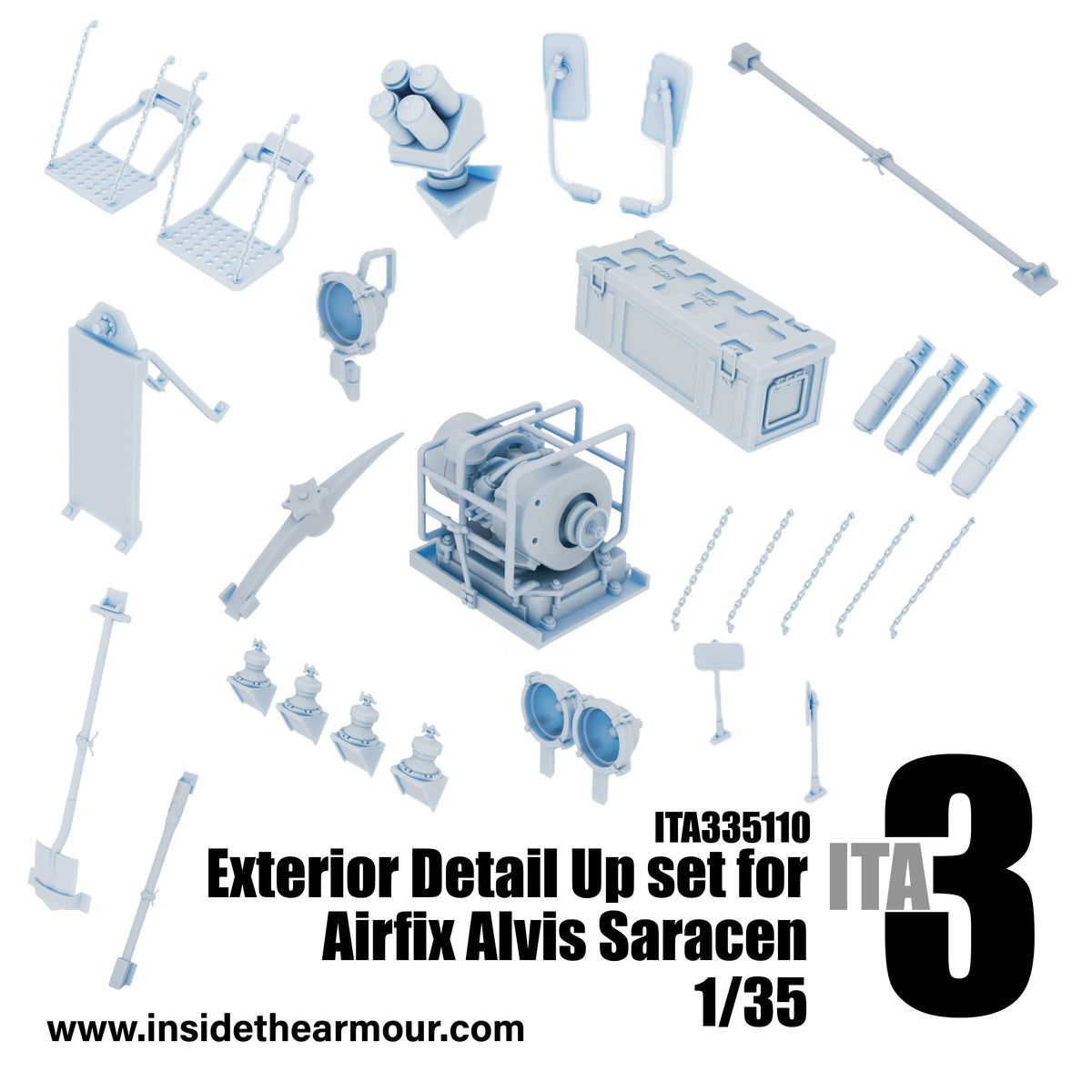 Inside the Armour ITA335110 1:35 Saracen Exterior Detail Up set for Airfix Saracen