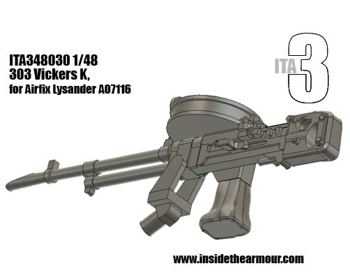 Inside the Armour ITA348030 1:48 Vickers K on a single mount for the Airfix Westland Lysander