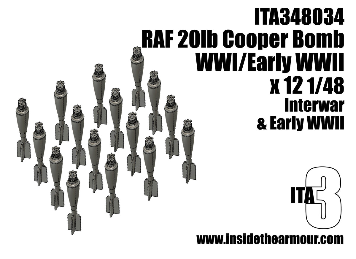 Inside the Armour ITA348034 1:48 RAF 20lb Bomb WWI/Early WWII x 12