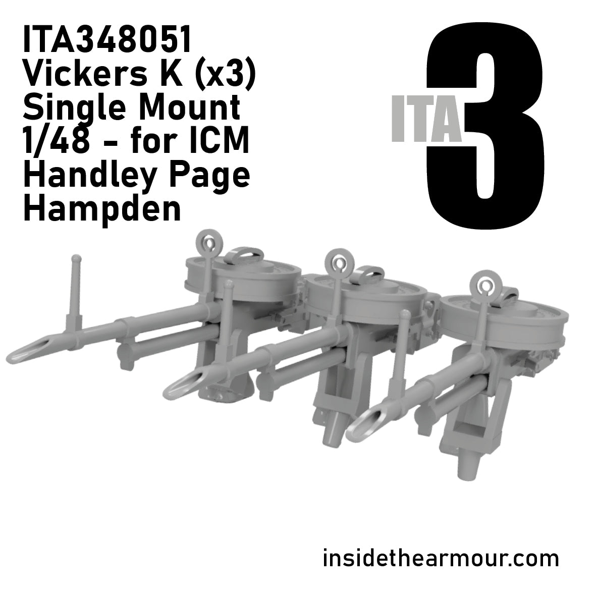Inside the Armour ITA348051 1:48 Handley-Page Hampden B Mk.I Vickers k set A (3 x single Vickers)