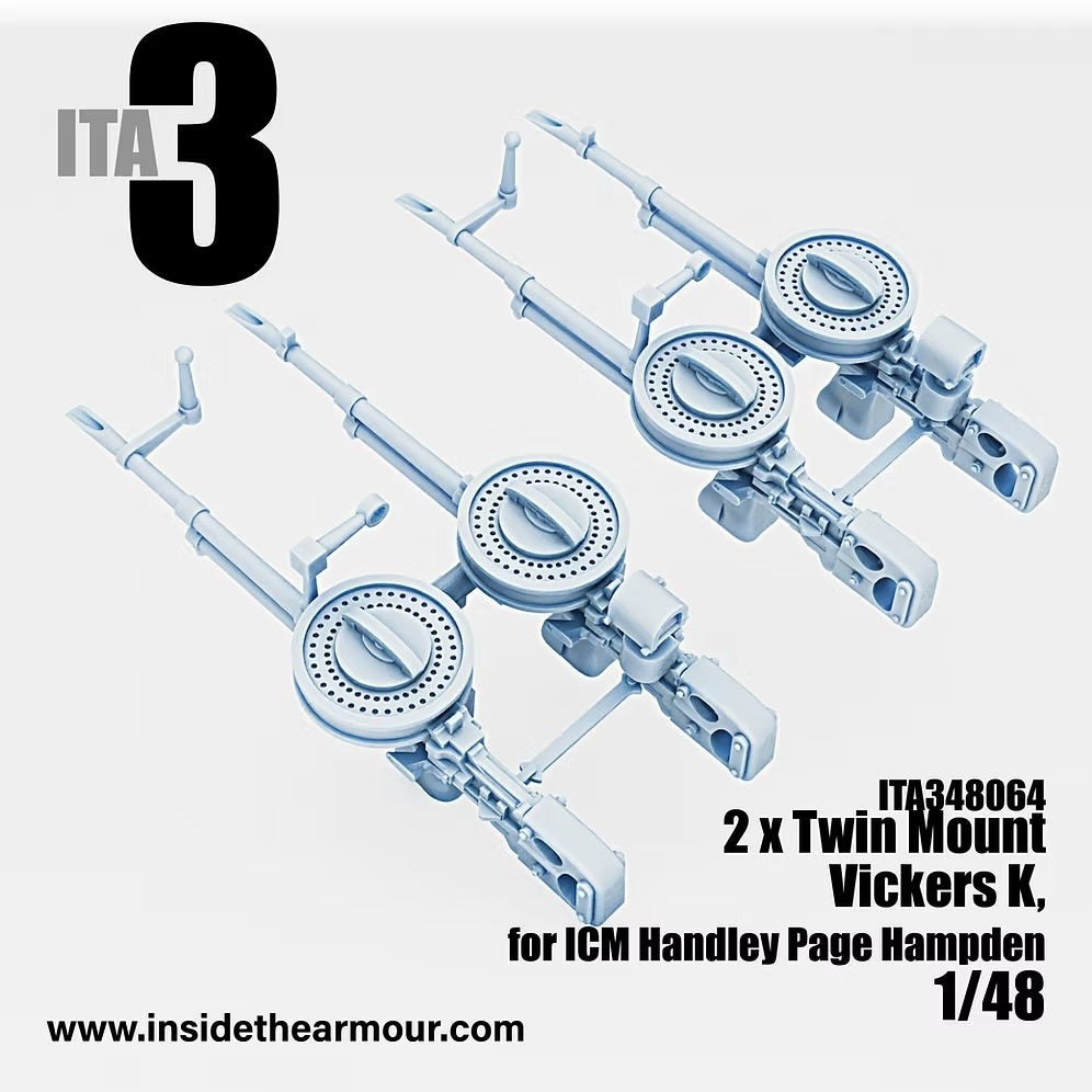 Inside the Armour ITA348064 1:48 2 x Twin mount Vickers K for ICM Handley-Page Hampden