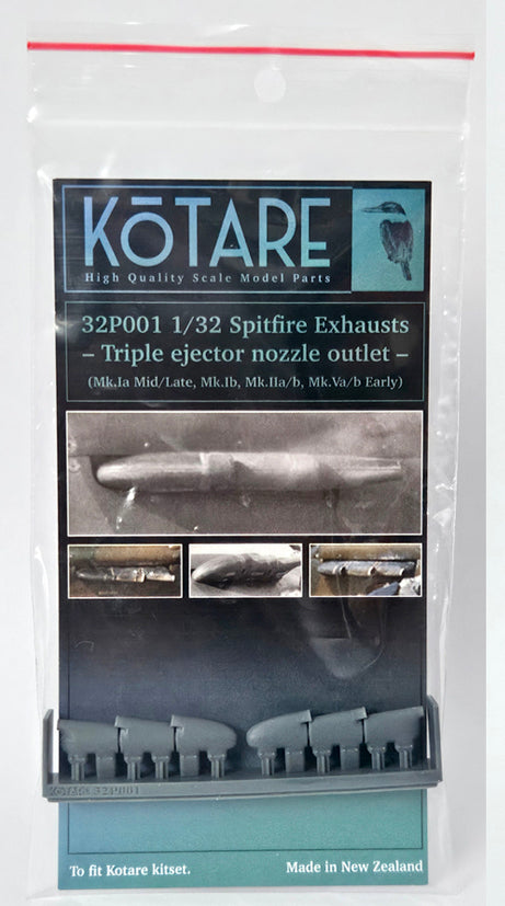 Kotare 32P001 1:32 Supermarine Spitfire Mk.Ia exhaust (Mid/Late) (3D-Printed)