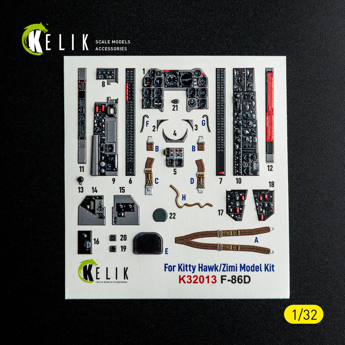Kelik K32013 1:32 North-American F-86D Sabre - interior 3D decals