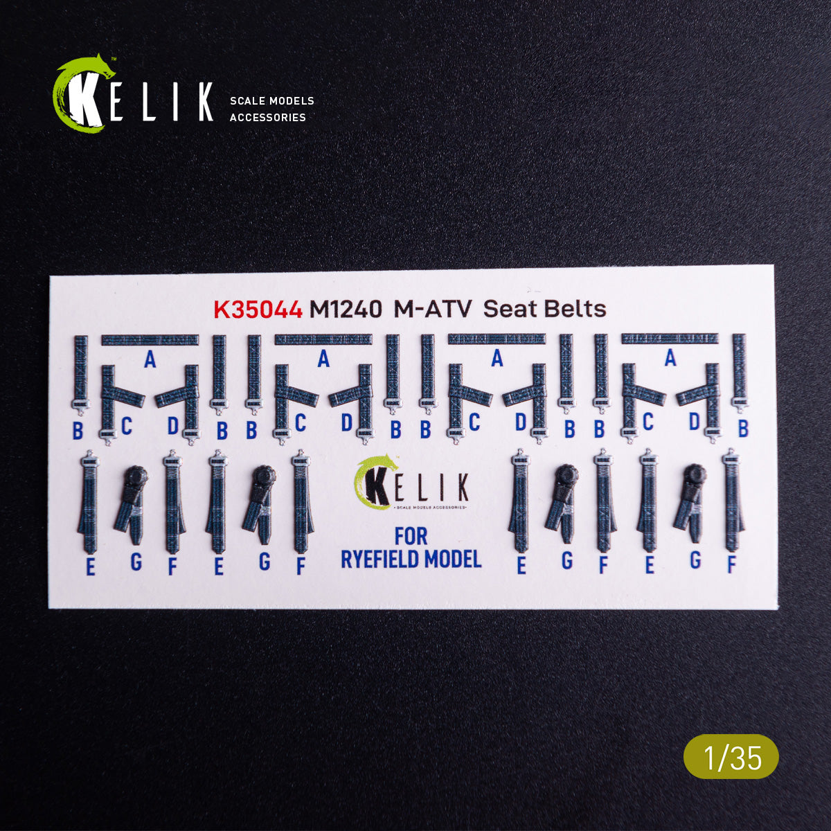 Kelik K35044 1:35 M1240A M-ATV seat belts - interior 3D-decals for RFM kit