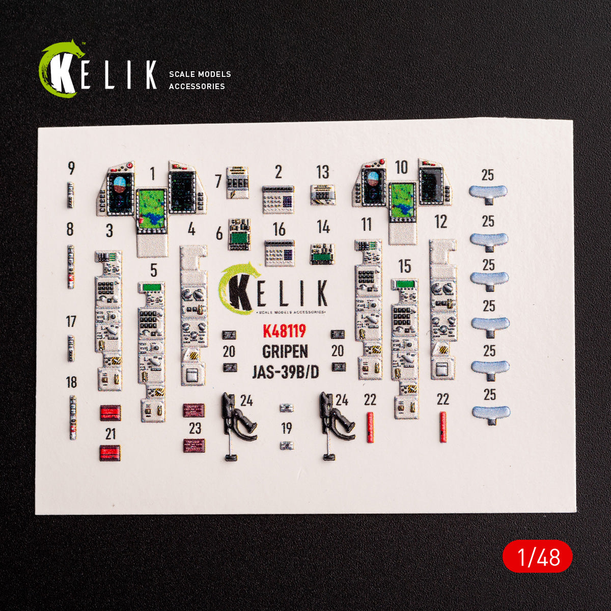 Kelik K48119 1:48 Jas-39 B/D - interior 3D-decals