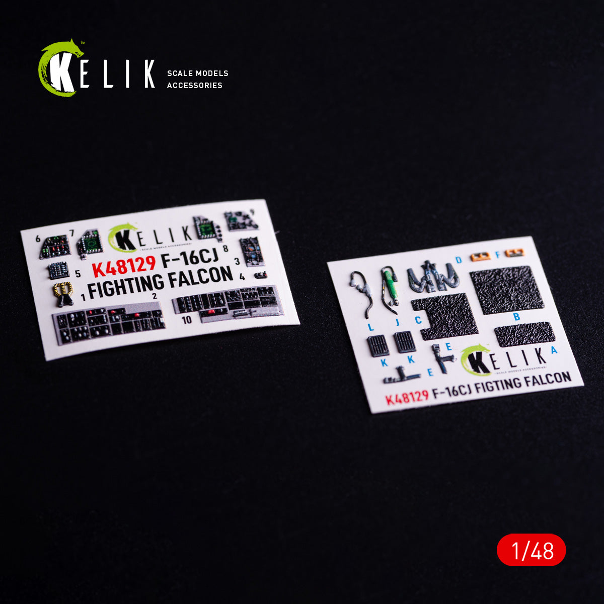 Kelik K48129 1:48 Lockheed-Martin F-16CJ Fighting Falcon - interior 3D-decals