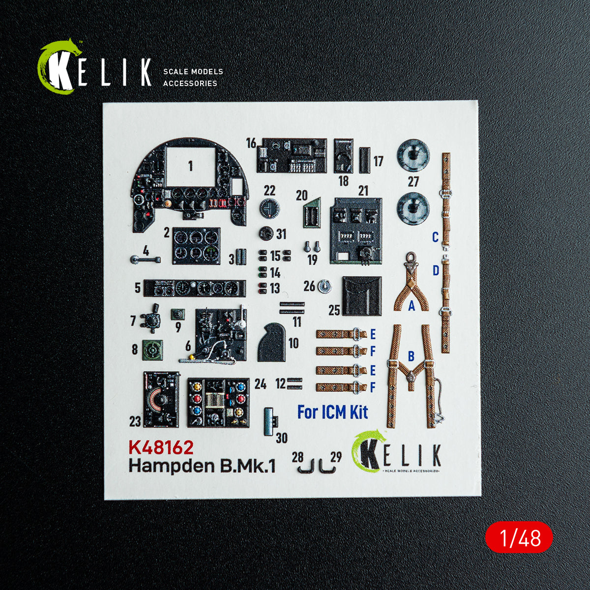 Kelik K48162 1:48 Handley-Page Hampden B Mk.I - interior 3D decals