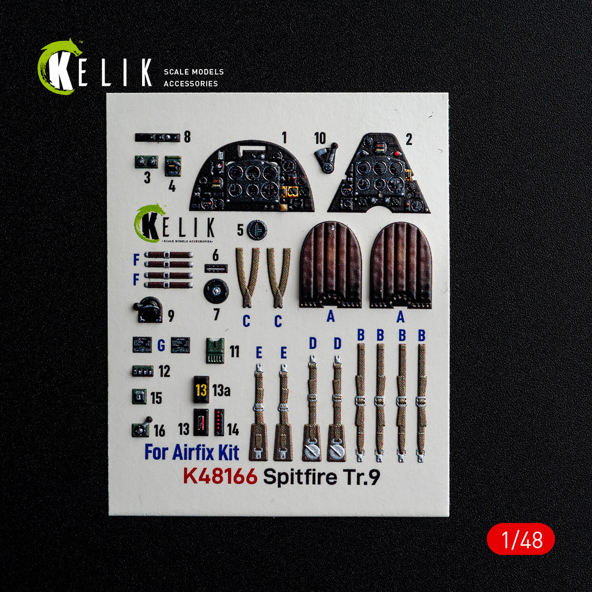 Kelik K48166 1:48 Supermarine Spitfire TR.9 - interior 3D decals
