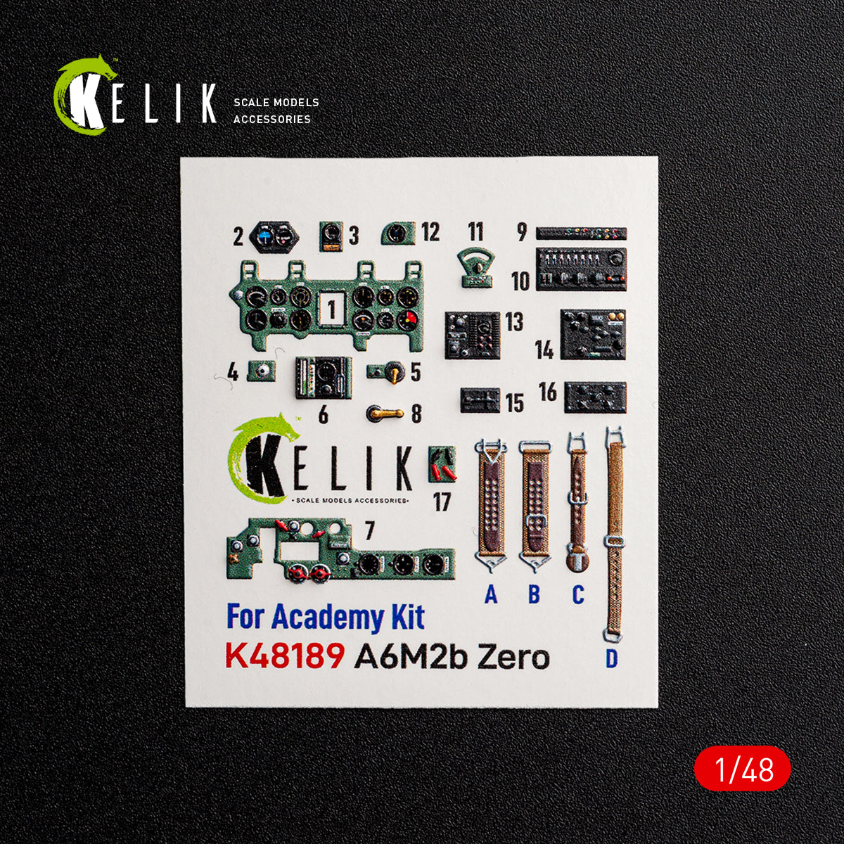 Kelik K48189 1:48 Mitsubishi A6M2b Zero - interior 3D decals