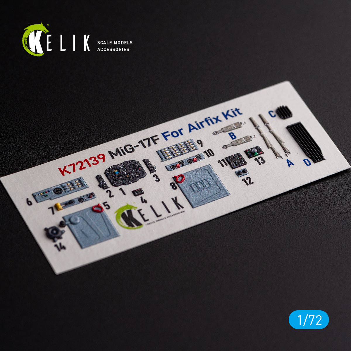 Kelik 3D Decals K72139 1:72 Mikoyan MiG-17F 'Fresco' (Shenyang J5) - interior 3D decals