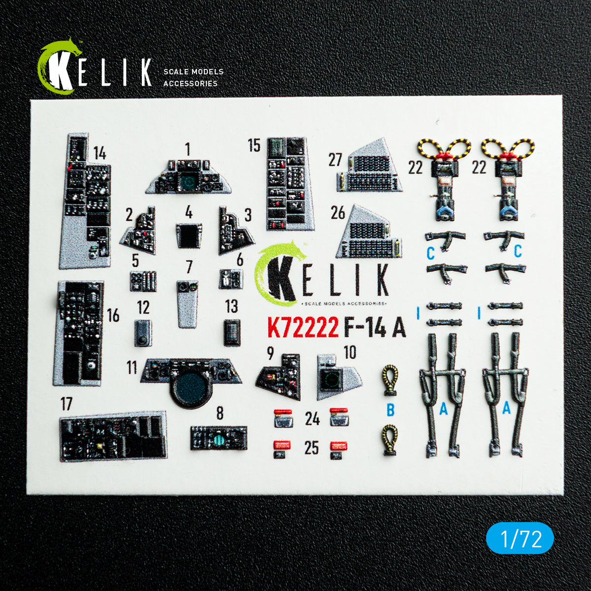 Kelik K72222 1:72 Grumman F-14A Tomcat - interior 3D decals