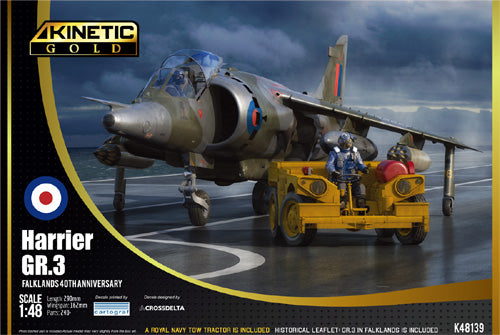 Kinetic Model Kits K48139 1:48 Bae Harrier GR.3 Falklands 40th Anniversary with tow tractor