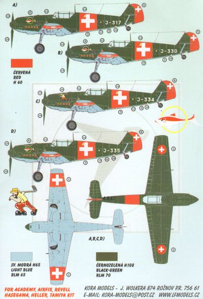 Kora DEC 72133 1:72 Messerschmitt Bf-109E-3A Emil x 4 Part III (Swiss Air Force)