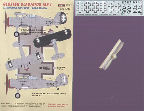 Kora D7251 1:72 Gloster Gladiator Mk.I Lithuanian Air Force with resin propeller