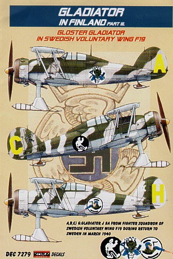 Kora decals DEC7279 1:72 Gloster Gladiator Mk.II on skis Decals Finland. Swedish Voluntary Wing F19 part 3
