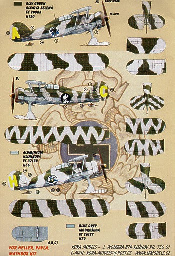 Kora decals DEC7279 1:72 Gloster Gladiator Mk.II on skis Decals Finland. Swedish Voluntary Wing F19 part 3