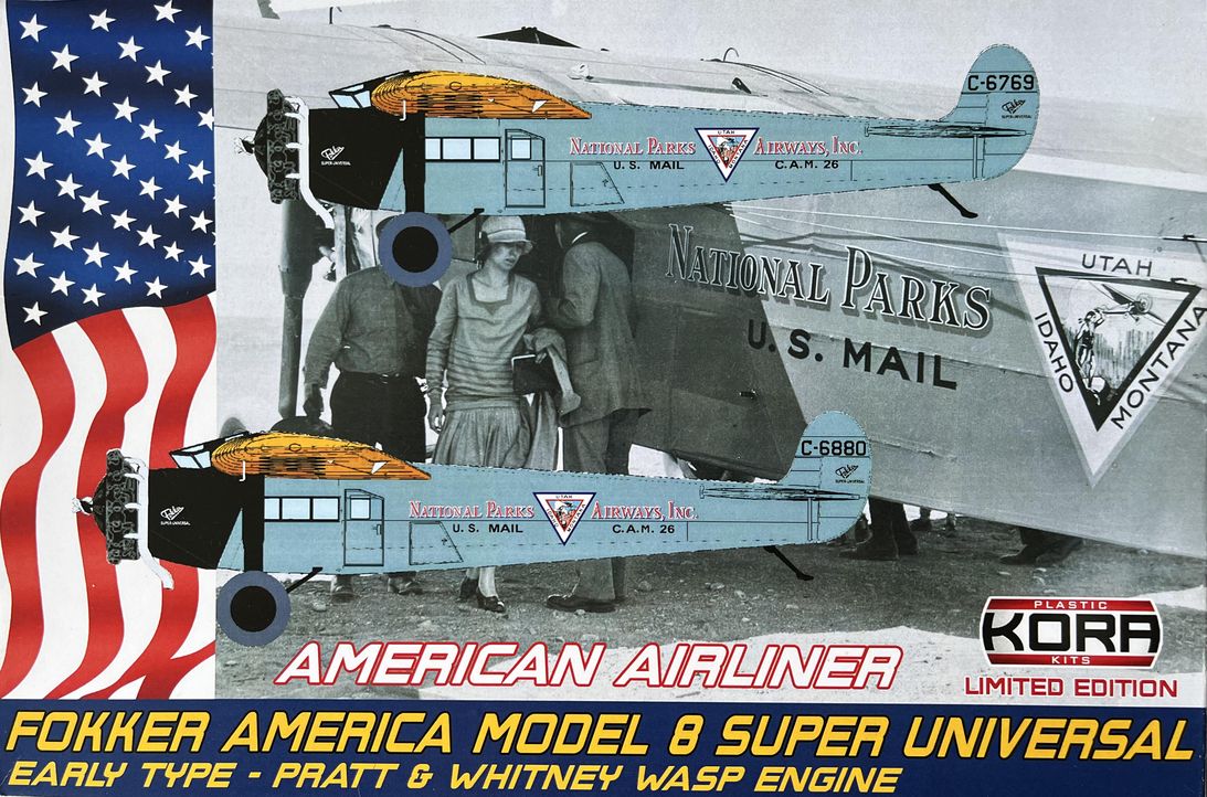 Kora K72190 1:72 Fokker America Model 8 Super Universal Early National Parks Airways Inc