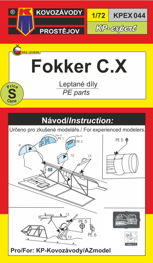 Kovozavody Prostejov EX7244 1:72 Fokker C.X Photo-Etched Parts