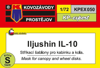 Kovozavody Prostejov KPEX050 1:72 Ilyushin IL-10 canopy frame paint mask