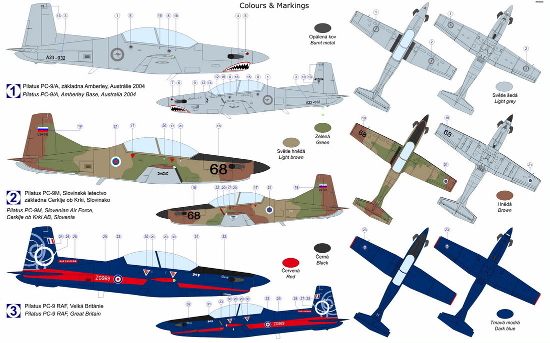 Kovozavody Prostejov KPH4804 1:48 Pilatus PC-9A/M (RAAF, Slovenian AF, RAF) new tool, 3D printed parts, incl. paint mask