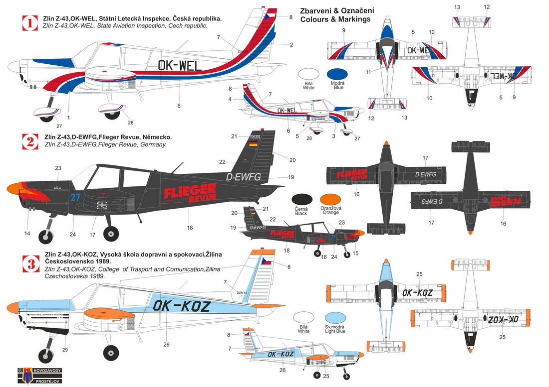 Kovozavody Prostejov KPH7215 1:72 Zlin Z-43 re-release, incl. paint mask, new decals