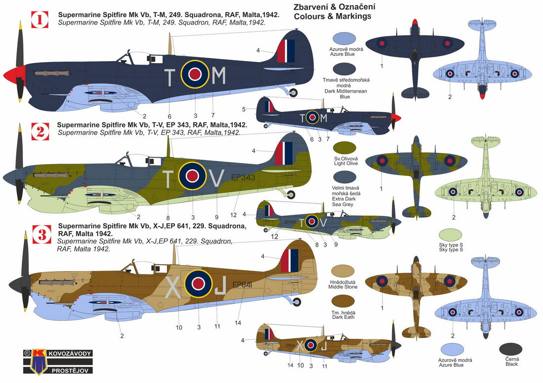 Kovozavody Prostejov KPH7223 1:72 Spitfire Mk.Vb 'Over Malta' re-release, Hi-tech edition, incl. paint mask & 3D printed parts, new decals
