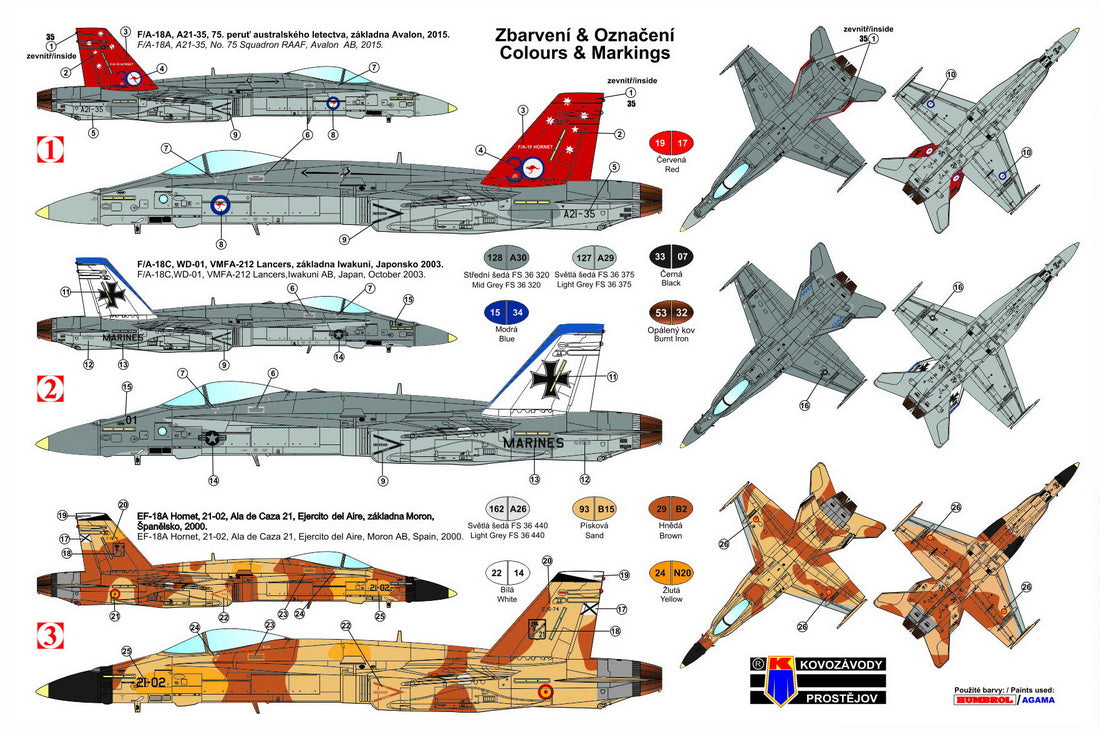 Kovozavody Prostejov 72163 1:72 McDonnell-Douglas F-18A/C Hornet 'Colourful Livery'