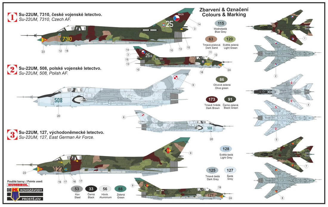 Kovozavody Prostejov 72207 1:72 Sukhoi Su-22UM-3K 'Warsaw Pact' (ex-Bilek)