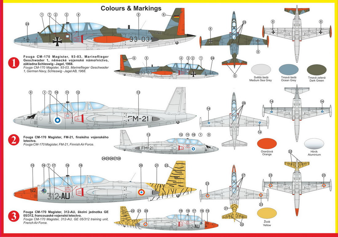 Kovozavody Prostejov 72242 1:72 Fouga CM.170 Magister 'Over Europe'