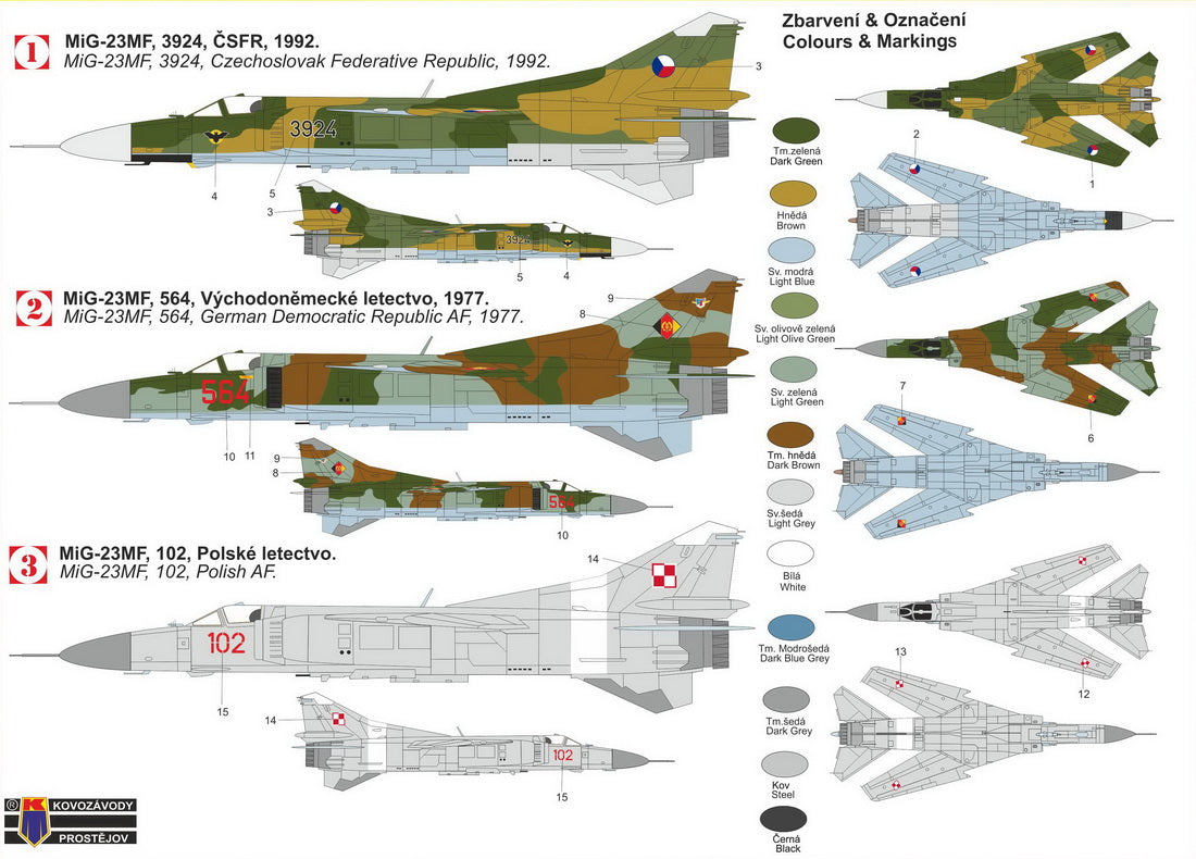 Kovozavody Prostejov KPM72308 1:72 Mikoyan MiG-23MF 'Warsaw Pact II' New Decals
