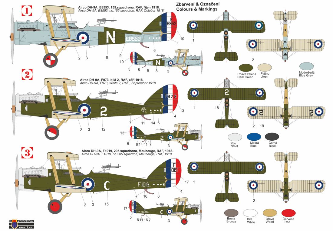 Kovozavody Prostejov 72310 1:72 Airco DH-9A 'At war' new tool (HQ mould)