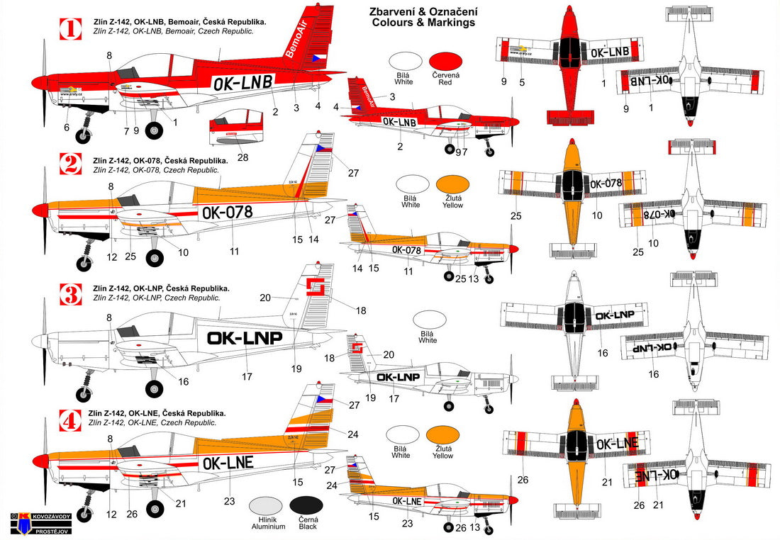 Kovozavody Prostejov 72406 1:72 Zlin Z-142 OK Registrations Czechia