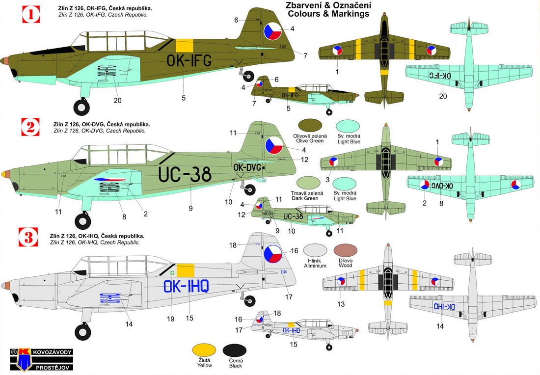 Kovozavody Prostejov 72409 1:72 Zlin Z-126 ''Would-Be-Military Liveries'