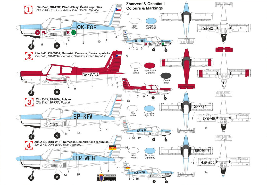Kovozavody Prostejov 72485 1:72 Zlin Z-43 'Aeroclubs' (Czech Rep., Poland, East Germany) new tool
