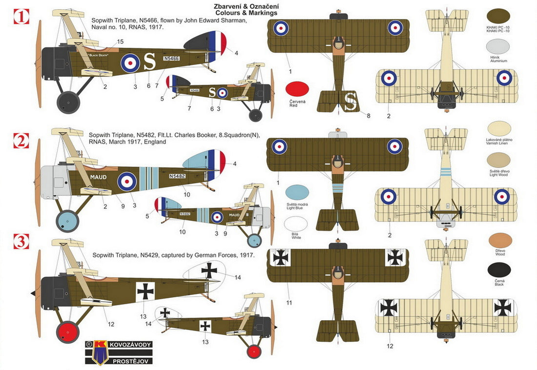 Kovozavody Prostejov 72493 1:72 Sopwith Triplane 'RFC and captured German' re-box, new decals