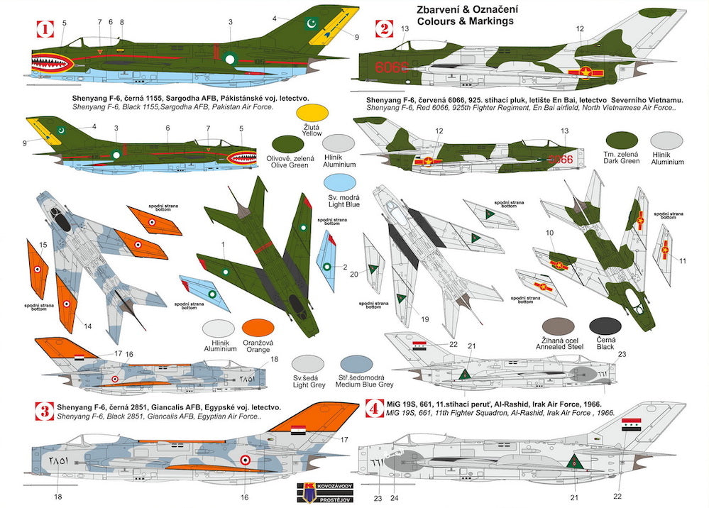 Kovozavody Prostejov 72497 1:72 Shenyang F-6/Mikoyan MiG-19S (Egypt,China, Pakistan)
