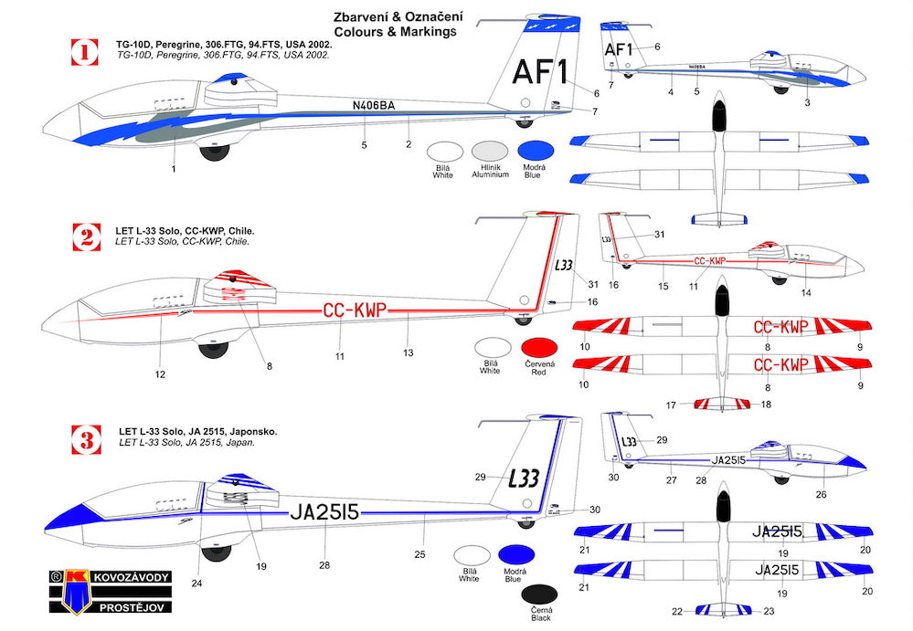 Kovozavody Prostejov 72499 1:72 TG-10D Peregrine/L-33 Solo (gliders)